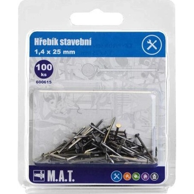 M.A.T. GROUP Stavebné klince 25 × 1,4 mm, 100 ks