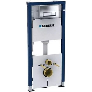 Geberit Комплект вграждаща тоалетна цистерна с фиксираща рамка Geberit Duofix Delta Up100 и правоъгълен бутон, хром (458.128.21.2)