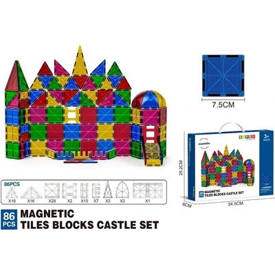 Mamido Farebná magnetická stavebnica 86 ks MT1475