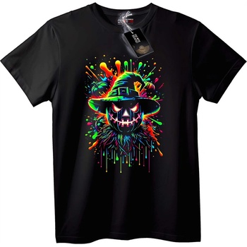 NOONEBRAND Тениска Хелоуин Неонова тиква Вещица - S, Black