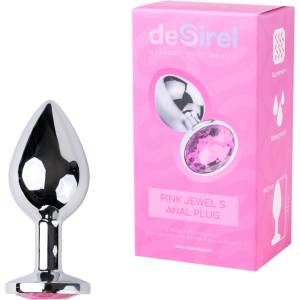 Desirel - анален плъг с кристал - сребристо-розов, размер S - lovesexshop
