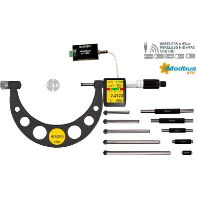 Microtech Electronic Дигитален микрометър със сменяеми наковални Microtech Modbus DataMet - 150-300 мм, 0, 0001 мм (110183039M)