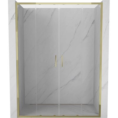 Mexen Exo двойна плъзгаща се душ врата 130 см, прозрачна, златна - 8152-130-000-50-00 (8152-130-000-50-00)