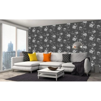 DIMEX ART s. r. o Луксозна флизелинова тапета черно-бяла флорална гравюра