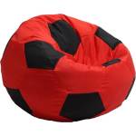 Pufrelax Пуф топка за деца 2-8 г. , 130л. Telstar Junior - Red & Black, За открито, Перящ се калъф, Пълнеж от Полистиролни перли (PUF-G-TJ-TEX-REBL)