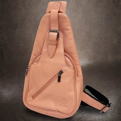 Bellugio broskvová kožená kabelka Leather