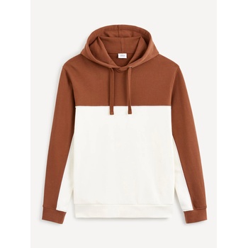 Image 1 of Celio Кафяво-бяла мъжка памучна блуза с качулка Celio Debiding Celio | Byal | МЪЖЕ | S