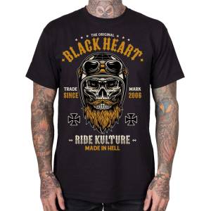 Black heart мъжка тениска с щампа BLACK HEART - WHISKERY - Black - 1416