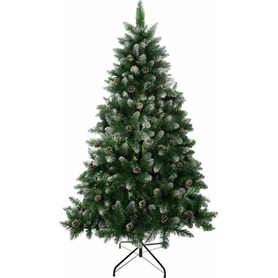 MagicHome vianočný stromček Albero, jedľa, zasnežené konce, so šiškami, 150 cm