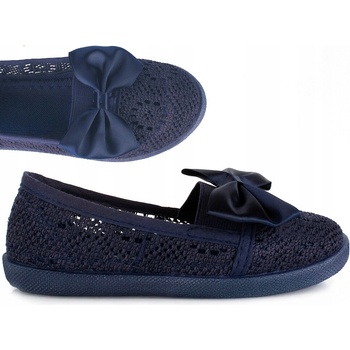 Ľahké vzdušné čipkované tenisky s mašličkou tmavomodré