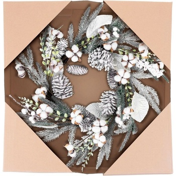 MagicHome Veniec Vianoce so zasneženými vetvičkami 60 x 60 x 14 cm