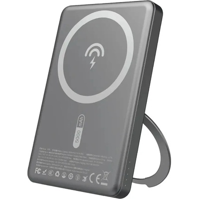 Dudao K28S 20W PD 5000mAh Преносима батерия Powerbank с MagSafe и стойка - сив (6977196680122)