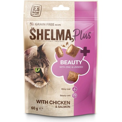 Shelma Cat Snack Beauty polštářky kuřecí losos 60 g