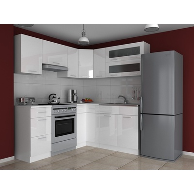 FRONTI Kuchyňská linka TAMARA 360x300 cm Bílý lesk