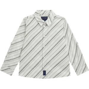 GUESS Бяла риза с дълъг ръкав с райета и надписи за мини момче Guess