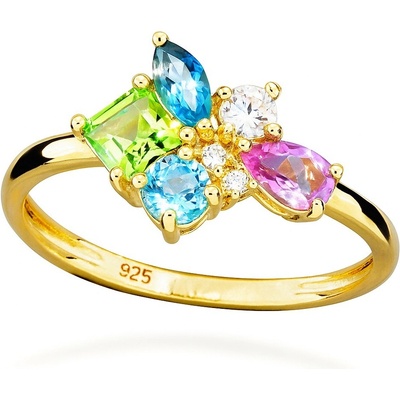 Silver Cat pozlacený prsten Colored stones SC625