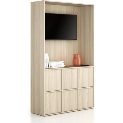 Frame, Kancelárska skriňa 6 x dvere, priestor pre TV, 1299 x 450 x 2162 mm, zámok PUSH-lock, dub prírodný