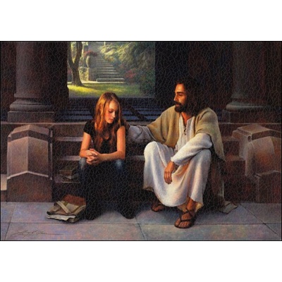 Obraz na dreve: Pán Ježiš a tínedžerka (20x30)