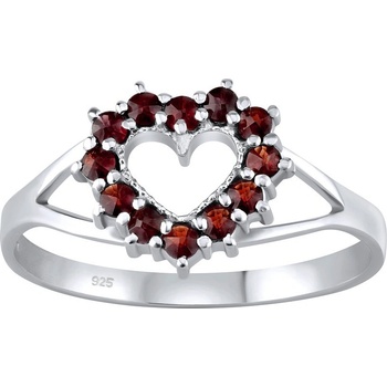 SILVEGO SILVEGO Stříbrný prsten srdce s pravým přírodním GranátemB280103
