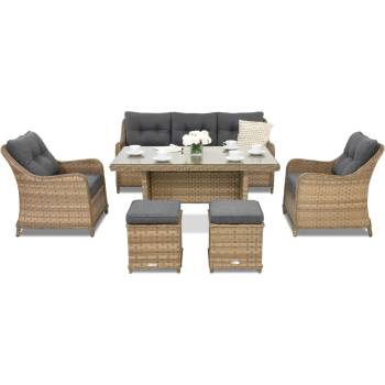 Garden Point Градински мебели от техноратан Toledo Apetito 5 с 2 пуфа а капучино Garden Point (GAP323-5PU)