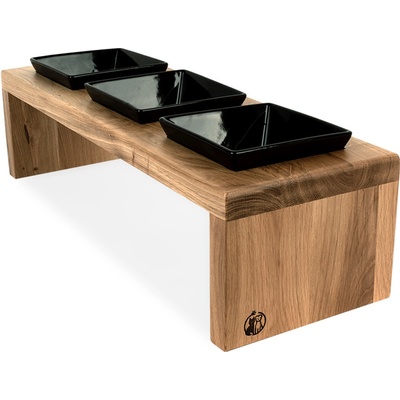 Svět Tlapky Stojan na 3 keramické misky pro psa GASTON PLUS 20 cm miska 17 x 17 cm 65 x 24 cm