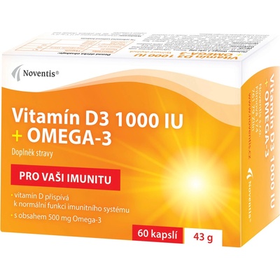 Noventis Vitamín D3 1000 IU + Omega-3 60 kapslí