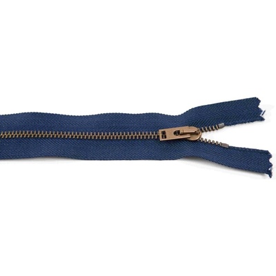 Nedeliteľný kovový starokovový zips č.3 viac farieb - dĺžka (10 - 20 cm) 16 cm Tmavo modrá