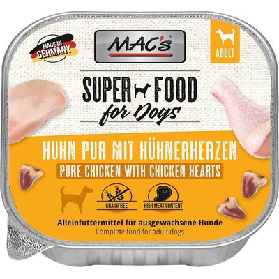 MAC's Mac’s Dog Pure Chicken with Whole Poultry Hearts - Пълноценна храна за кучета - пастет с чисто пилешко месо с цели пилешки сърца