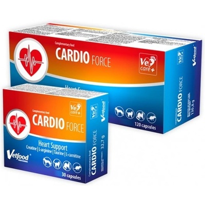 VetFood Cardioforce - хранителна добавка за кучета, котки и дребни животни със сърдечна недостатъчност, 120 капсули - Полша