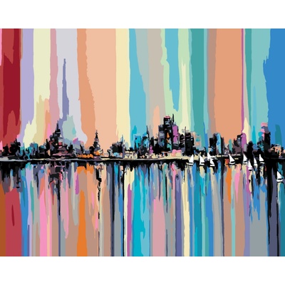 ZUTY Malování podle čísel NOČNÍ MĚSTO V DUHOVÝCH BARVÁCH Rozměr 80 x 100 cm Rámování vypnuté plátno na rám