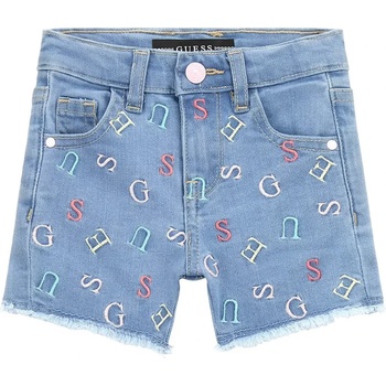 Image 1 of Guess Къси деним панталони за мини момиче с цветни бродирани букви Guess