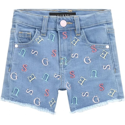 Guess Къси деним панталони за мини момиче с цветни бродирани букви Guess