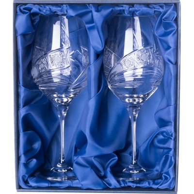 Bohemia Crystal sada 2 broušených sklenic na červené víno 450 ml