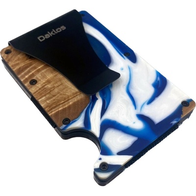 DAKLOS Woodlos bezpečnostní RFID dřevěná mini peněženka s klipem modrá 101364