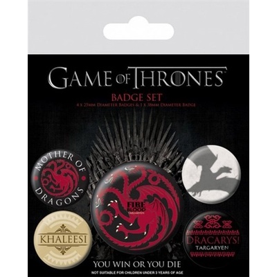 Curepink distribuce Placky set 5 kusů Hra o trůny / Game Of Thrones
