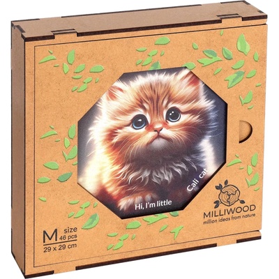Milliwood Дървен пъзел Milliwood от 46 части - Котето Кали (размер M) (OM-CaliCat-5006)