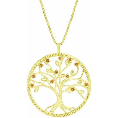 Eppi Stříbrný citrínový přívěsek ve tvaru stromu života Byrd P38078