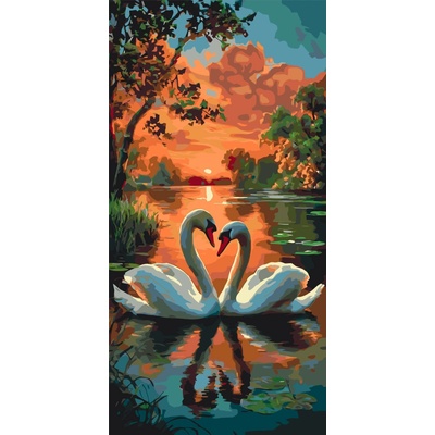 Origami Malování podle čísel na rámu 40 x 80 cm Labutí něha Zvířata/Krajinka LW 5200