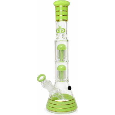 Grace Glass Skleněný bong s perkolací Golden Line Green Stripes 38cm