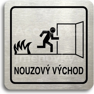 ACCEPT Piktogram nouzový východ III - stříbrná tabulka - černý tisk