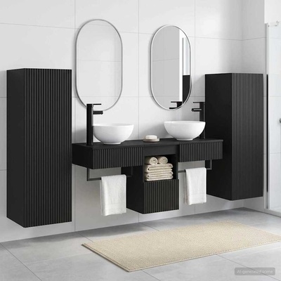 vidaXL Комплект мебели за баня 5 бр. Черно 33 x 34, 5 x 100 см (3405964)