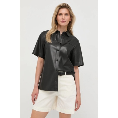 HUGO BOSS Риза boss дамска в черно със свободна кройка с класическа яка (50472008)