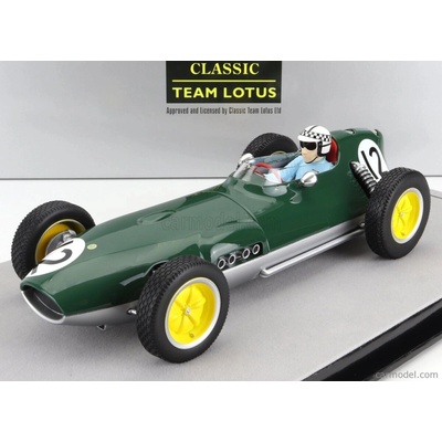 Tecnomodel Lotus F1 16 N 12 Dutch Gp with Pilot Figure 1959 Innes Ireland Britská Závodní Zelená Stříbrná 1:18