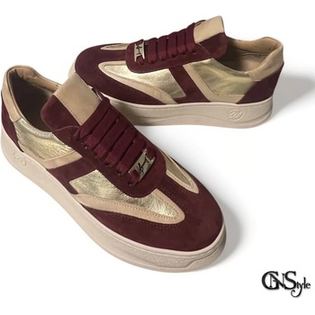 GNStyle ДАМСКИ СПОРТНИ ОБУВКИ ИЗРАБОТЕНИ ОТ ЕСТЕСТВЕНА КОЖА И ФИН ВЕЛУР СЪС ЗЛАТИСТИ АКЦЕНТИ