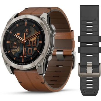 Garmin Fenix 8 AMOLED 51mm Sapphire Titanium Black/Chestnut Leather Strap 010-02905-40