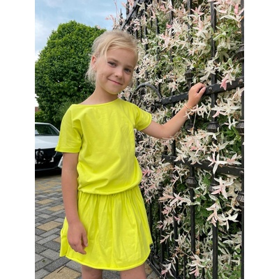 MIMI moda dla dzieci dívčí cropped šaty žluté