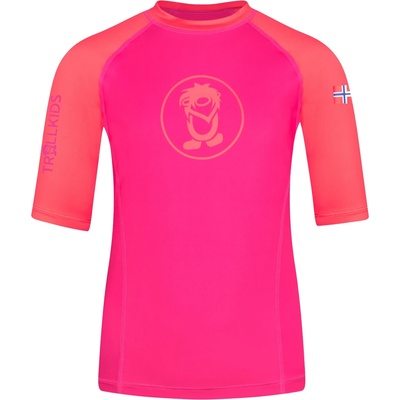 Trollkids Детска плажна тениска от ликра Trollkids Kid's Kvalvika T Sport shirt - Bright Pink / Watermelon - размер 152 (EU) (704-1803-1018)