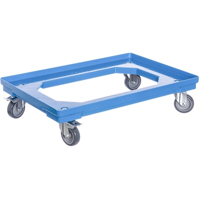 PK Group Vozík pod přepravky 2 otočná + 2 kolečka s brzdou 75 mm polyuretan Barvy: Modrá