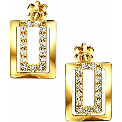 Zlaton Náušnice žluté zlato obdélníkové se zirkony 1.4cm 2.35g 000241610235