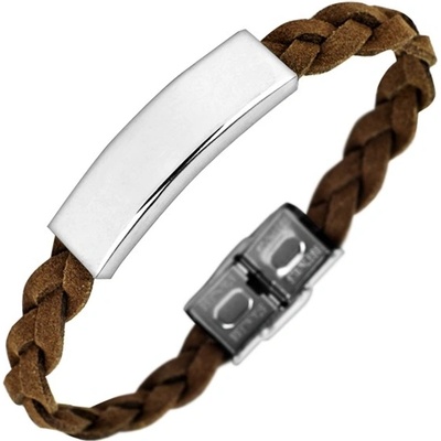 Šperky4U kožený splétaný s ocelovou destičkou NR1137